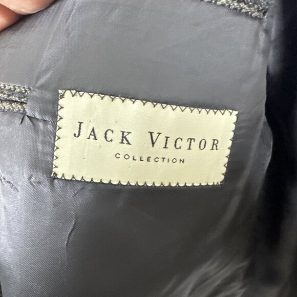 Jack Victor 100% Wool Blazer Men’s 44R Houndstooth Sport Coat Gray - Picture 7 of 8